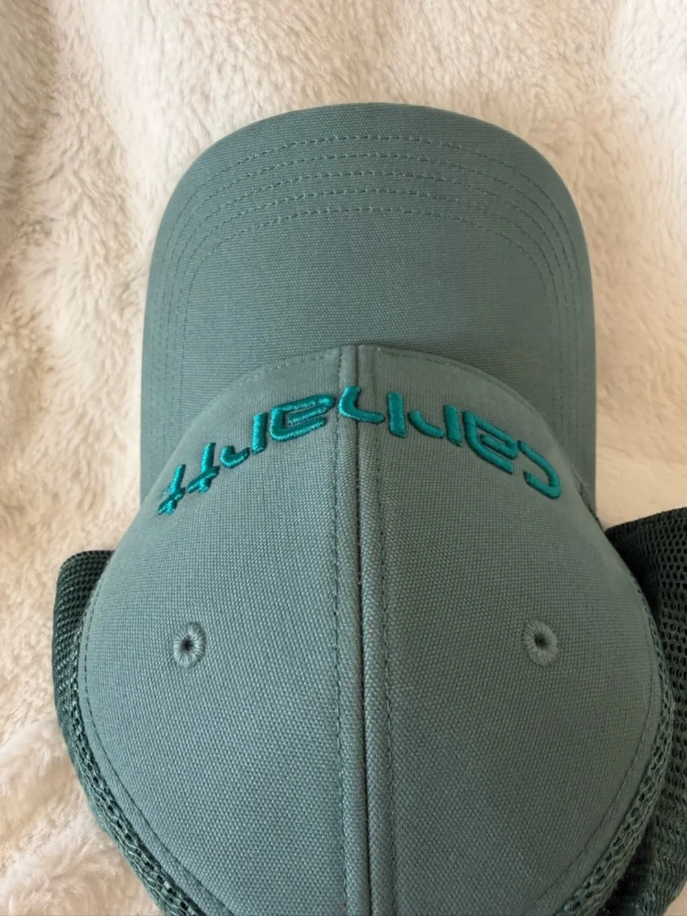 Carhartt Canvas Mesh-Back Logo Graphic Cap - Color Geo - Trucker Hat - Picture 4 of 11